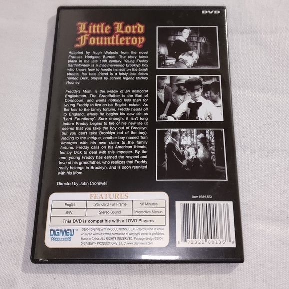 Little Lord Fountleroy Digitally Remastered Digiview Productions PG G - Picture 2 of 3